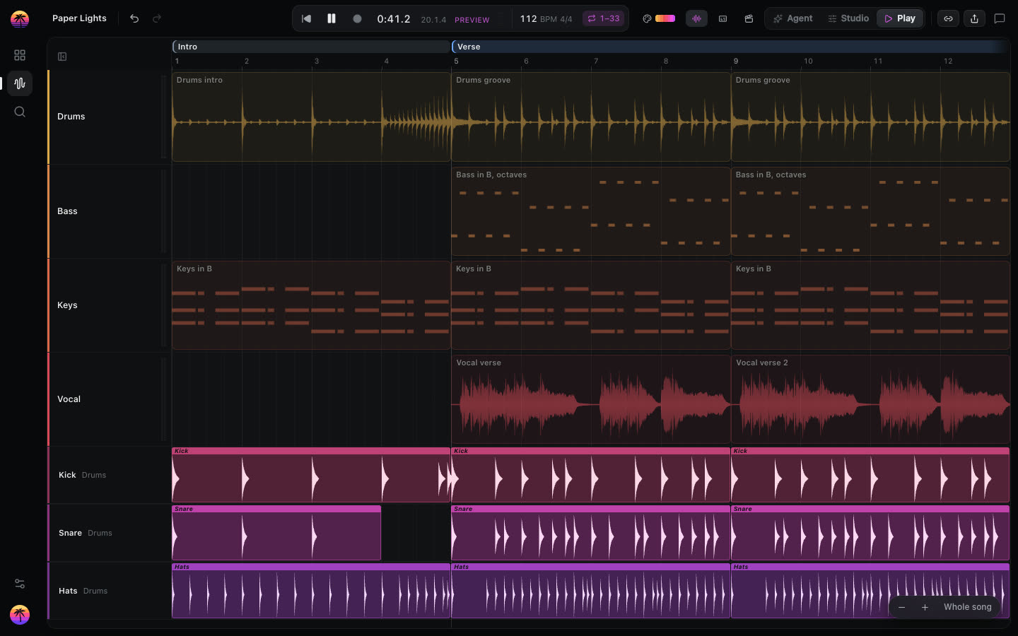 The Play view, which the video export draws